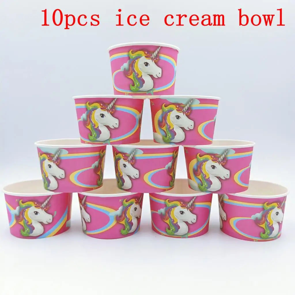 

10pcs Pink Unicorn Ice Cream Cup Bowls Pink Unicorn Disposable Cups Unicorn Party Supplies Ice Cream Cups