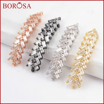 

BOROSA 10pcs Mixed Color CZ Micro Pave Cubic Zircon Crystal Bead Arrowhead Connector Double Charms for Bracelet Making WX826
