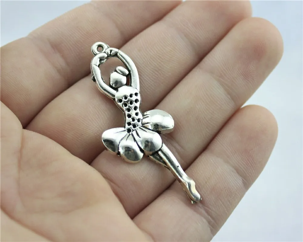 WYSIWYG 5pcs 51x20mm Ballet Dancer Charm Pendants For Jewelry Making