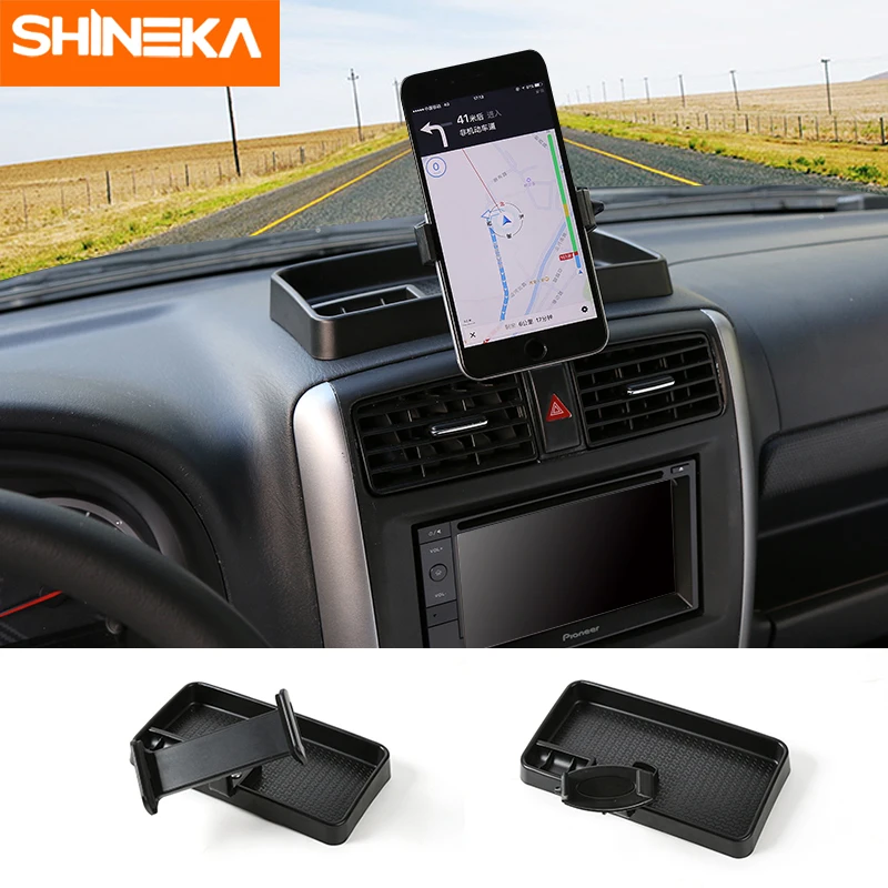 SHINEKA Universal Auto Mobile Phone Stand For iPad Cellphone Holder 360 Degree with ABS Storage Box GPS For Suzuki Jimny 2007+