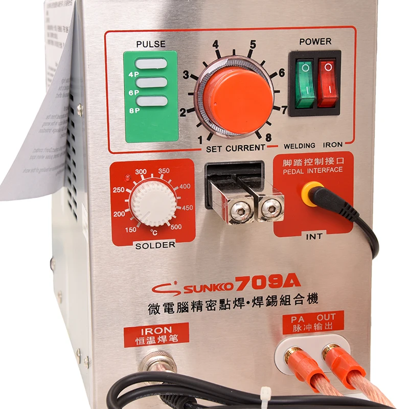 Sunkko 709A 2 in 1 1.9kw LED Pulse Battery Spot Welder Machine Kit Spot Welding with Soldering Iron for 18650 16430 14500 Back