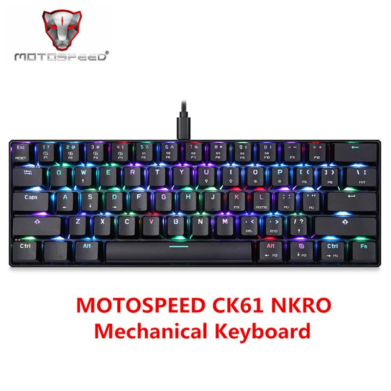 

Motospeed CK61 Game Gaming Mechanical Keyboard Backlit Gamer With Backlight RGB For Computer PC LED Wired Keycaps Key Cap Board