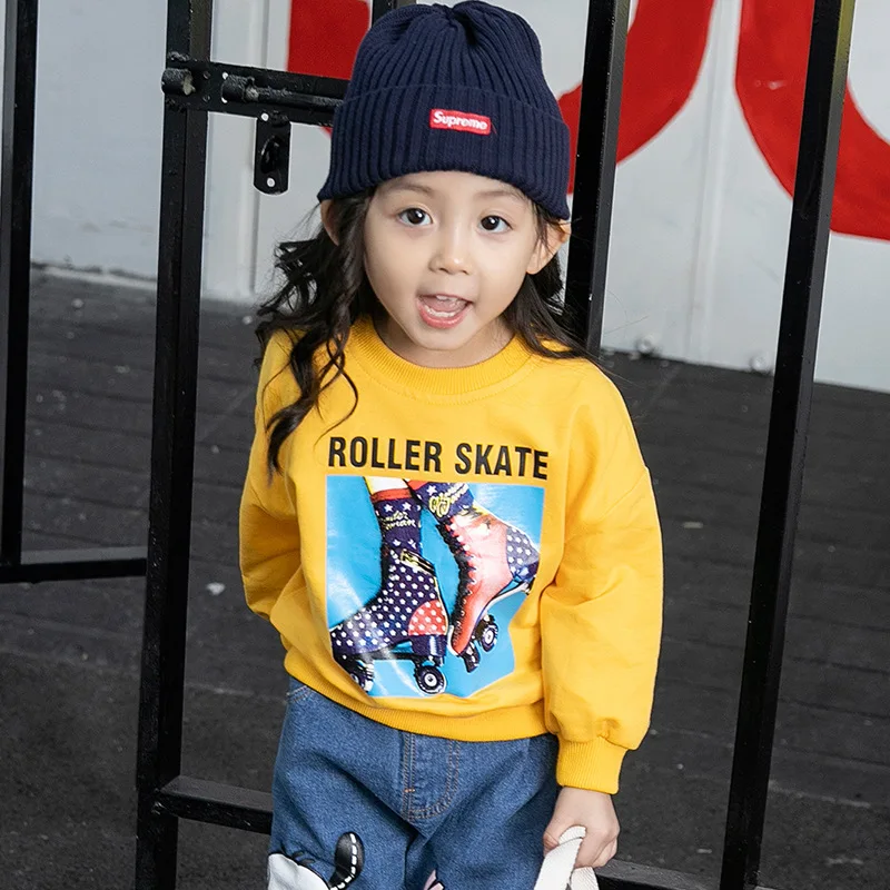 

Girls Cotton T Shirt 2019 Autumn And Spring Korean New Cartoon Printing Round Neck Long-sleeved Shirt Casual Top