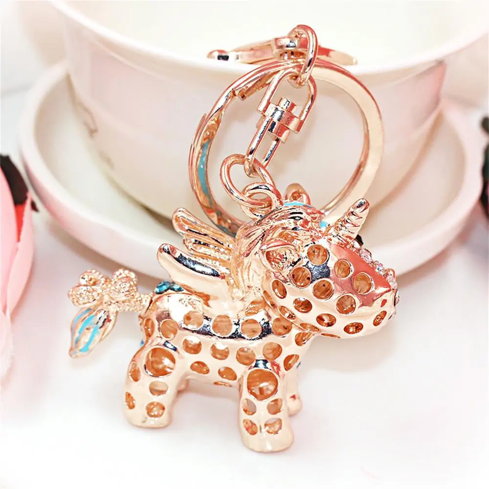 

1 PC Faashion Crystal Rhinestone Unicorn Charm Pendant Keychain Handbag Keyring Key Chain Gift