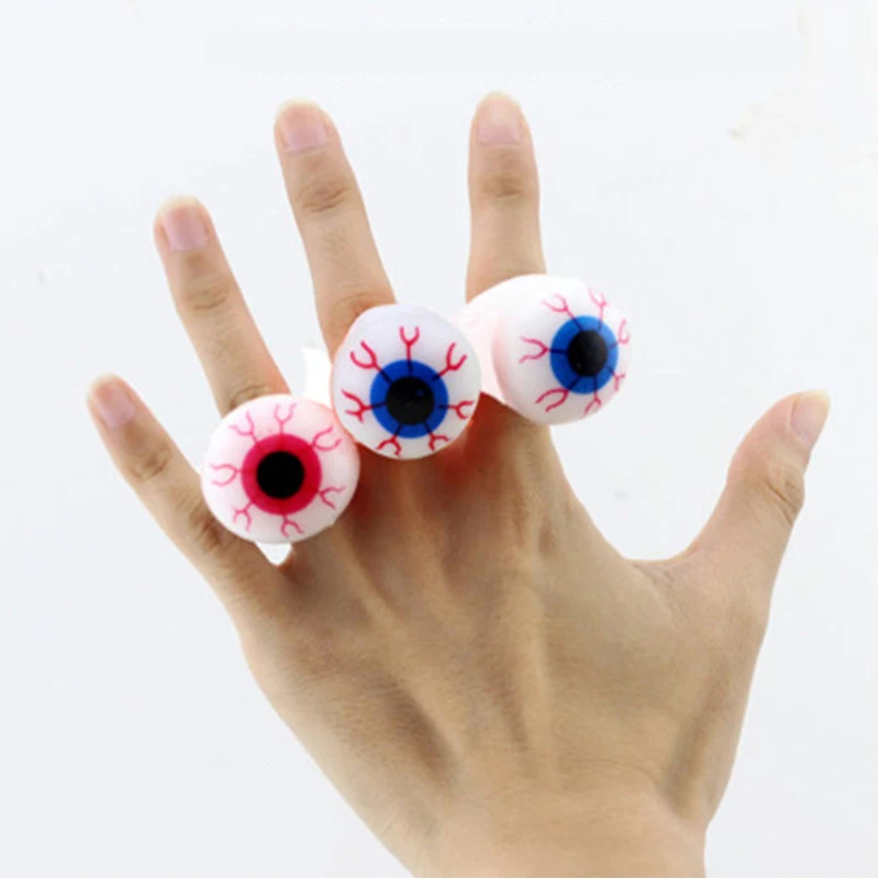 Finger Rings Light Up Party Favors Freaky Accessories Halloween Luminous Terror Eyeball Spider LED Flash Kids Lamp Toy