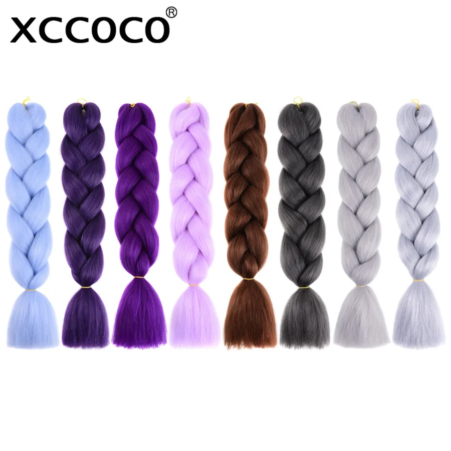 Xccoco 24 inch Синтетические Ombre jumbo крючком тесьмы Химическое наращивание волос Kanekalon крючком Наращивание волос плетением