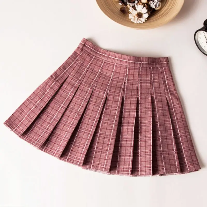 

2019 Tennis Skirt Women Korean Version New High Waist Half Short Skirt College Wind A Word Lattice Pleated Skirt Tutu