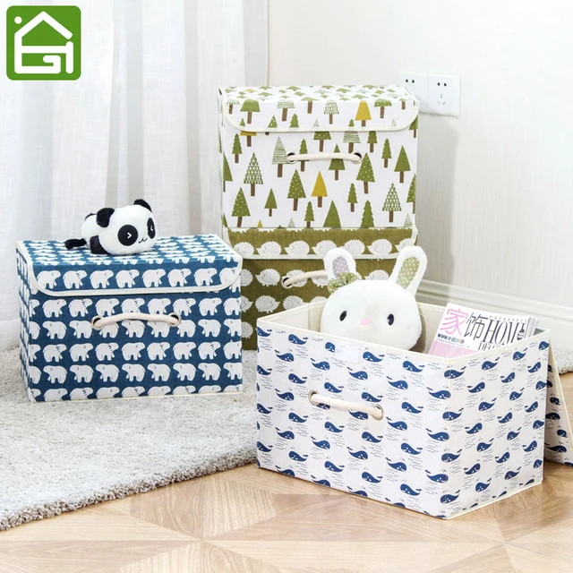 Dustproof Cotton Linen Organizer Bins With Handles Large Foldable Dustproof Cotton Linen Organizer Bins With Handles Large Foldable Clothing Storage Basket Cubes For Clothes And Toys