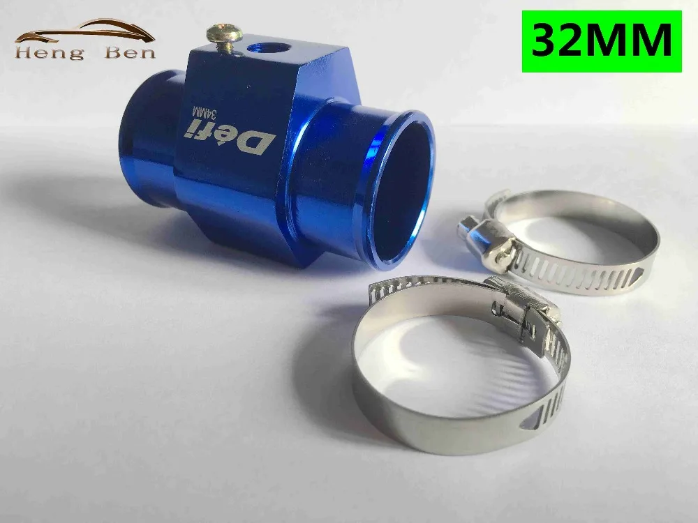 Universal 32mm Water Temp Gauge Joint Pipe Sensor Radiator Hose Adapter Blue