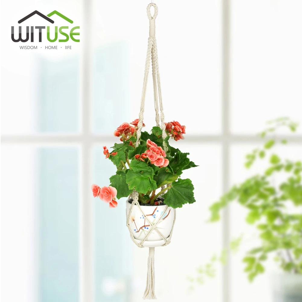 Cheap 4pcs Plant Hanger Garden Wall Hook Hanging Plant Hook Shelf Flowerpot Basket Lifting Ropes