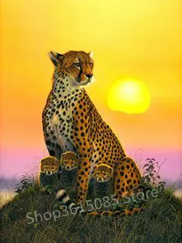 

Full square / round leopard 5d diy diamond painting cross stitch animal 3d diamond mosaic home decoration big cat ARD719