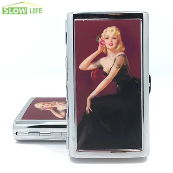 

Fashion Lady Slim Cigarette Case Elegant Metal Slim Cigarette Case Box Woman Cigarette Holder Tobacco Box Girl Cigarette Case
