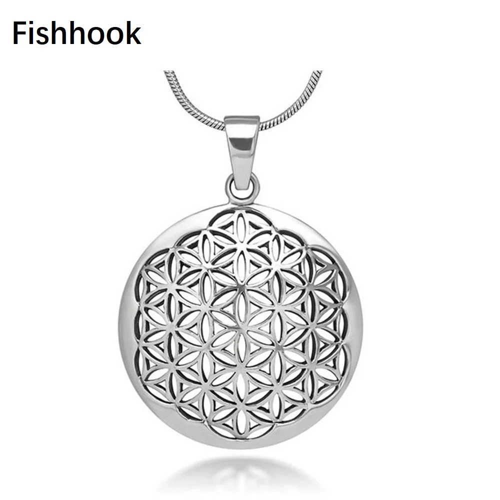 Fishhook Цветок жизни Мандала ожерелье кулон ювелирные изделия Священная Геометрия
