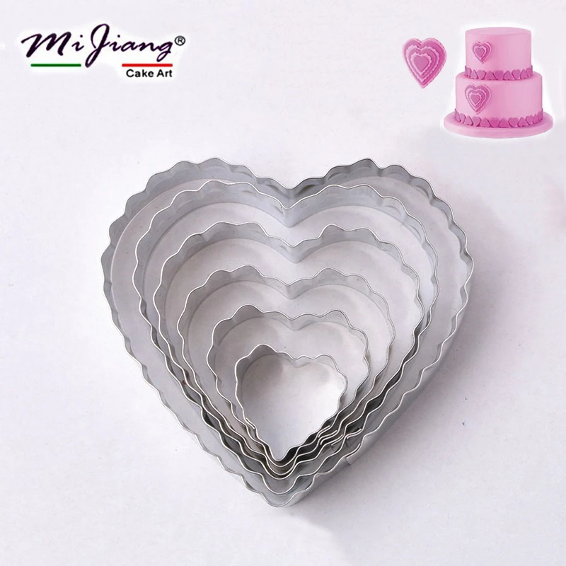 Mijiang Stainless Steel Heart Cake Cutter Fondant Cookie Slicers Baking