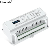 На din-рейку постоянное напряжение 24 канала DMX512 декодер; DC5-24V вход; 3A* 24CH выход с дисплеем для установки dmx адрес