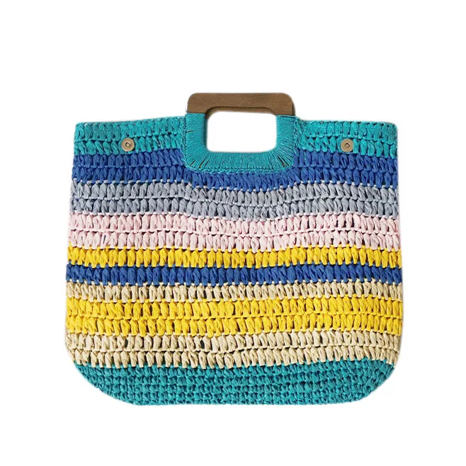 

Bohemian Straw Bags For Women Large Capacity Beach Handbags Summer Vintage Rattan Bag Handmade Kintted Travel Bags
