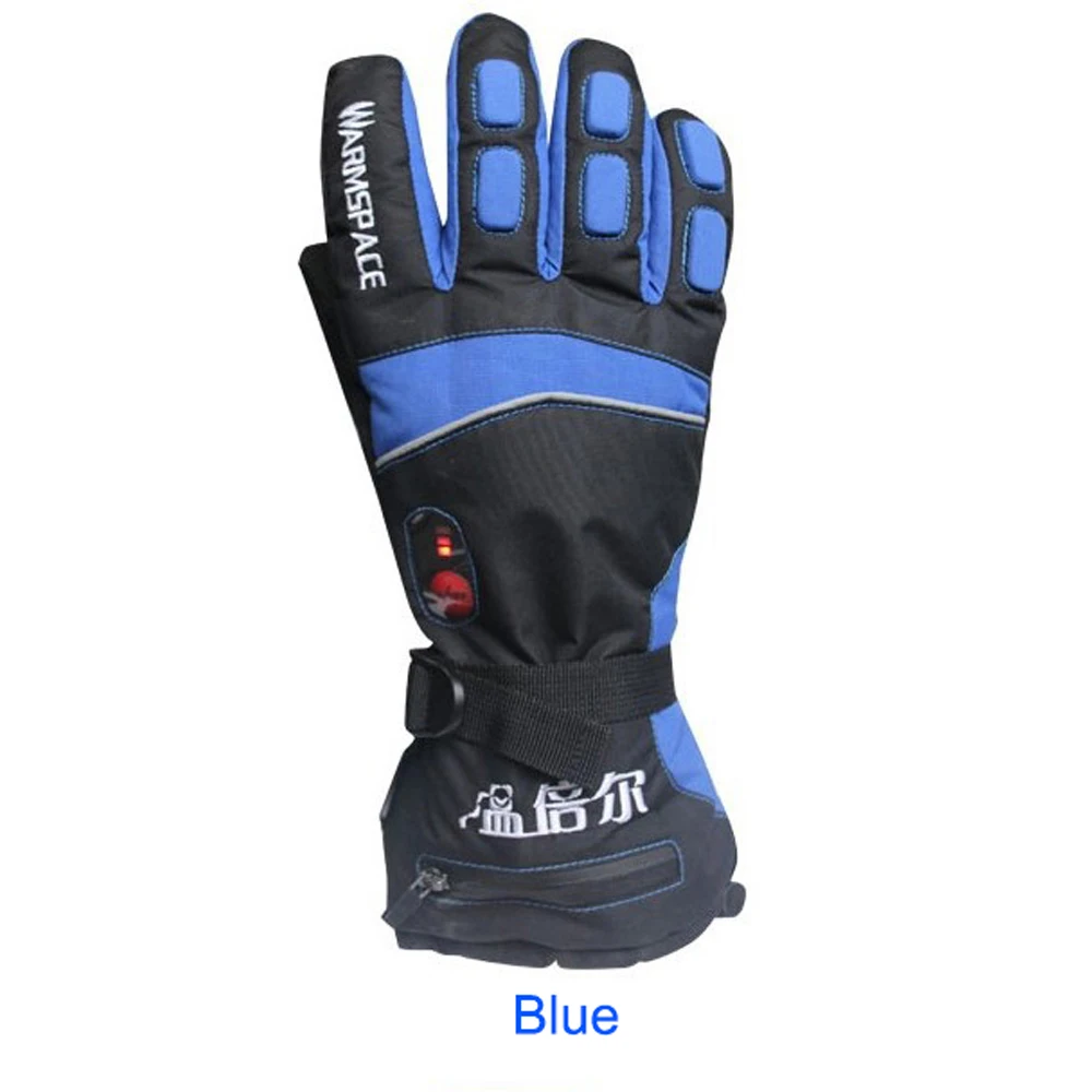 Smart Electric Heat Gloves 4000MA Ski Waterproof Lithium Battery Self Heating Adjustable Temperature 5 Hand Heated Gloves - Цвет: Синий