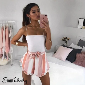 

New Fashion Womens High Waist Tie Belt Shorts Ladies Striped Summer Shorts Trousers Ladies Sexy Street Wear Shorts