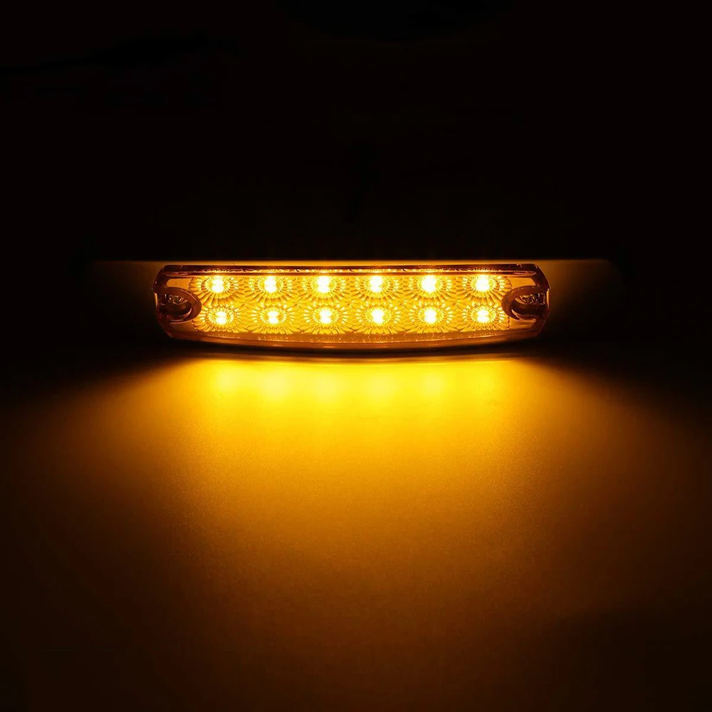

10 pcs Side Marker thin Light LED Car truck LED yellow side light Chrome 12/24V For Freightliner etc Dimension