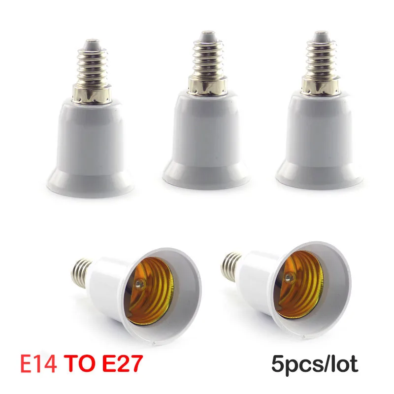 5PCS E14 to E27 Lamp Bulb Socket base Holder Converter 110v 220V Light Adapter Conversion Fireproof home room Lighting plug cable connector led bulb lamp adapter holder base screw light power socket converter 220v single circuit wireless remote