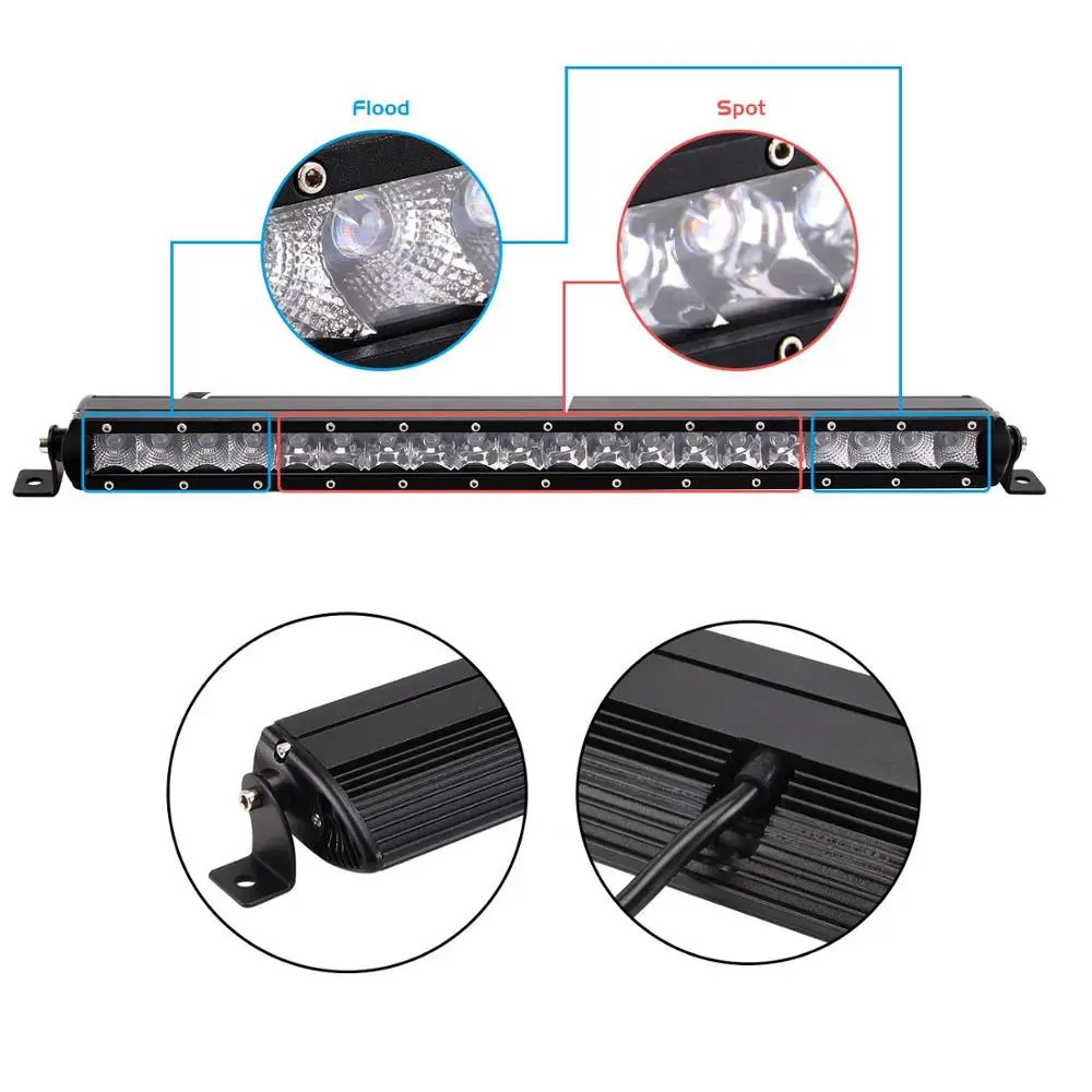 led light bar single row straight lightbar offroad work driving light barra spot flood combo 3d lens atv utv off-road truck pickup uaz f150 4x4 4wd car auto motorcycle 30w 50w 100w 200w 150w 250w (5)
