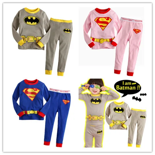 

2017 Batman Superman Kids Clothes Baby Boys&Girls Long Sleeve Cotton Pajamas PJS Childrens Sleepwear Pyjamas Pijamas Sets