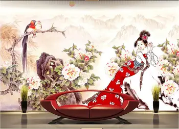 

3d room wallpaer custom mural non-wovenr mural Classical beauty sitting room Peony landscape painting murales de pared 3d