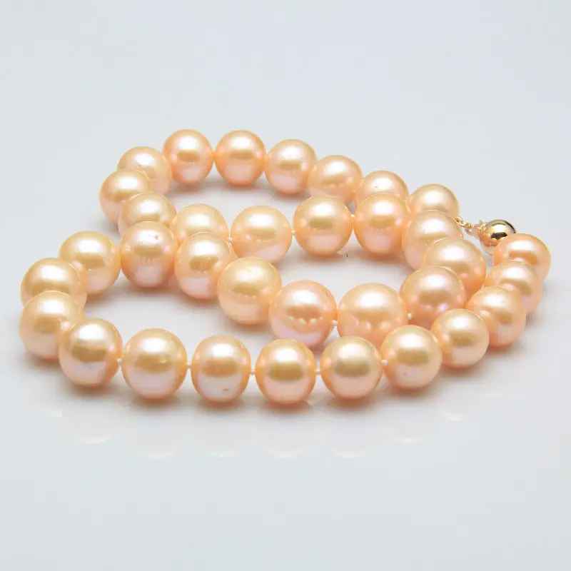 

Free shipping hot sale Women Bridal Wedding Jewelry >>12-13mm pink Genuine freshwater cultured Pearl Necklace 17