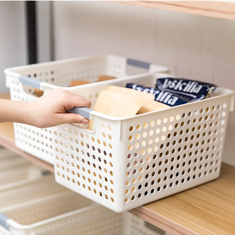 

Home Kitchen White Plastic Drain Storage Basket Refrigerator Debris Fruit Vegetables Storage Box Desktop Snack Storage Organizer
