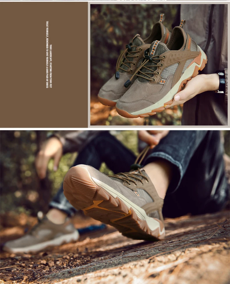 Couro genuíno caminhadas sapatos homens 2018 nova