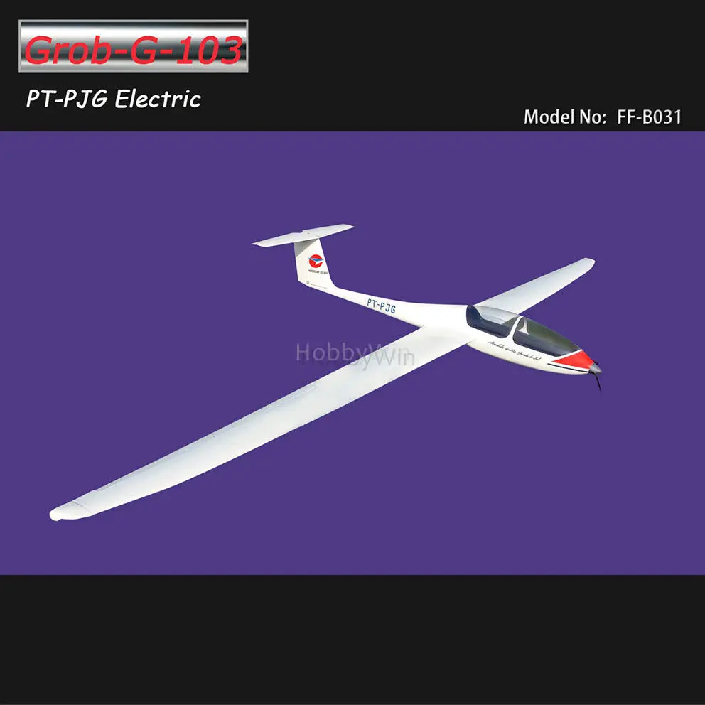 Grob-G-103 Electric Glider PT-PJG w/brake 3000mm ARF with Motor Prop Spinner Esc Servo
