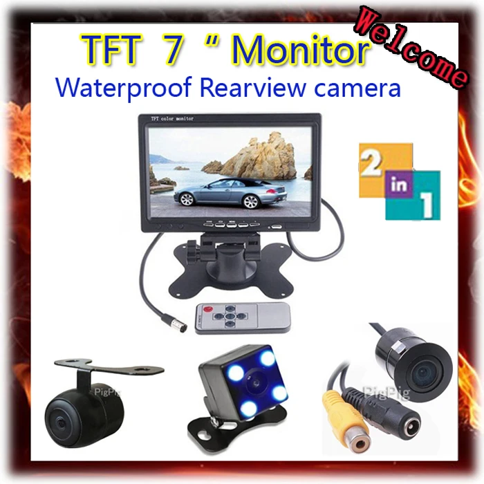 

7 Inch Color TFT LCD Display DC 12V Car Rear View Headrest Monitor With 2 Channels Video Input For CCD Reversing Parking Camera
