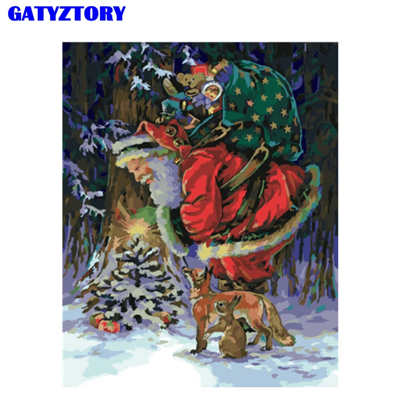 GATYZTORY frame Christmas diy painting by numbers acrylic wall art