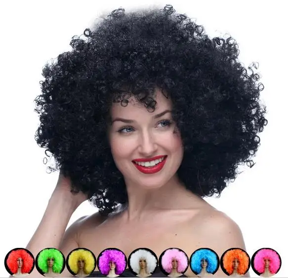 

Clown Fans Carnival cap Wig Cosplay Circus Funny Fancy Dress Stage Fun Joker Adult Child Costume Afro Curly Hair Wig event props