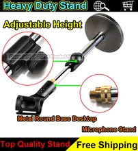 Free Shipping Metal Round Base Desktop Microphone Stand Heavy Duty Mic Holder Adjustable Height For K Song Computer Network