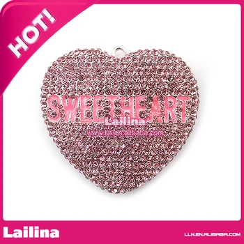 

Pink Rhinestone Heart Shape ' SWEET HEART ' Pendant for Valentine's Day/ Heart Pendant