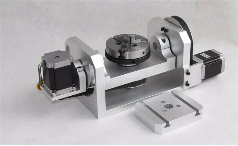 5th axis A axis CNC роторная ось 6:1 8:1 шаговый двигатель делительная головка 100 мм 3 кулачковый токарный патрон для гравировального станка с ЧПУ