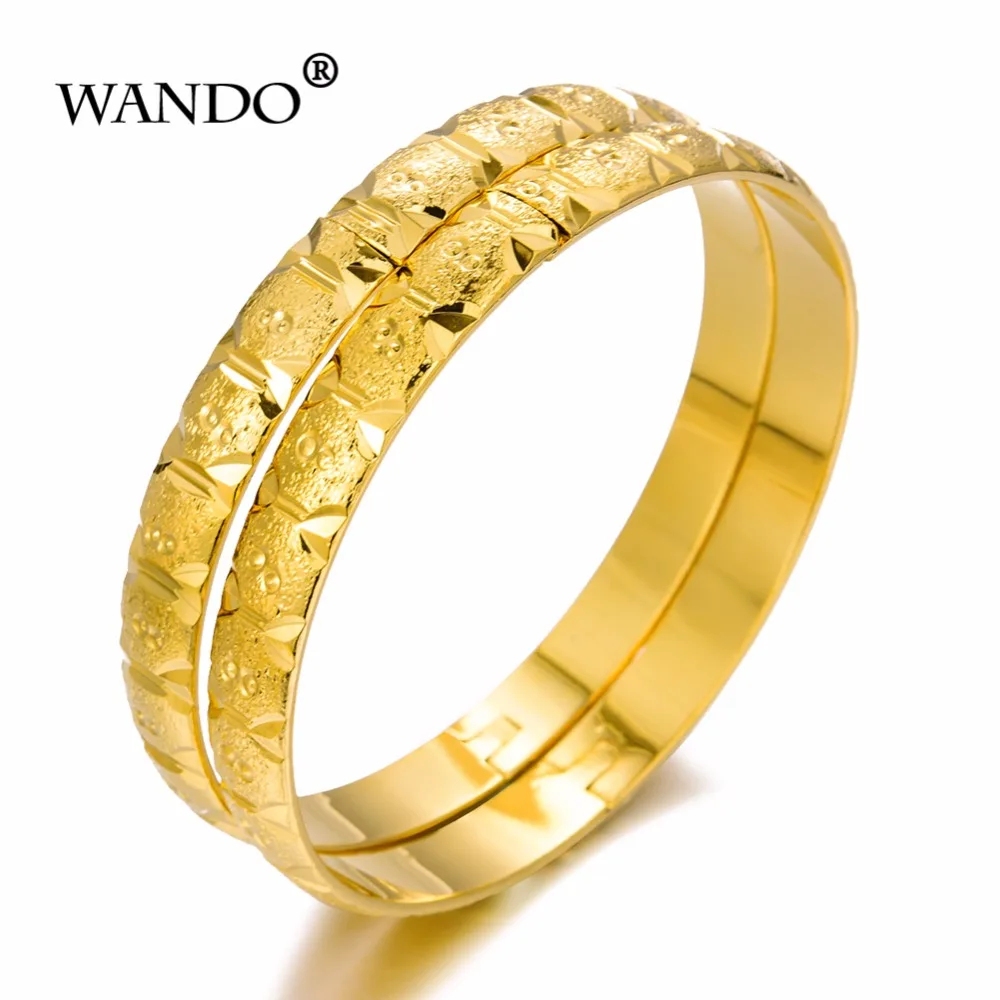 WANDO 2 шт./лот золотые браслеты для женщин из Дубая африканские эфиопские ювелирные