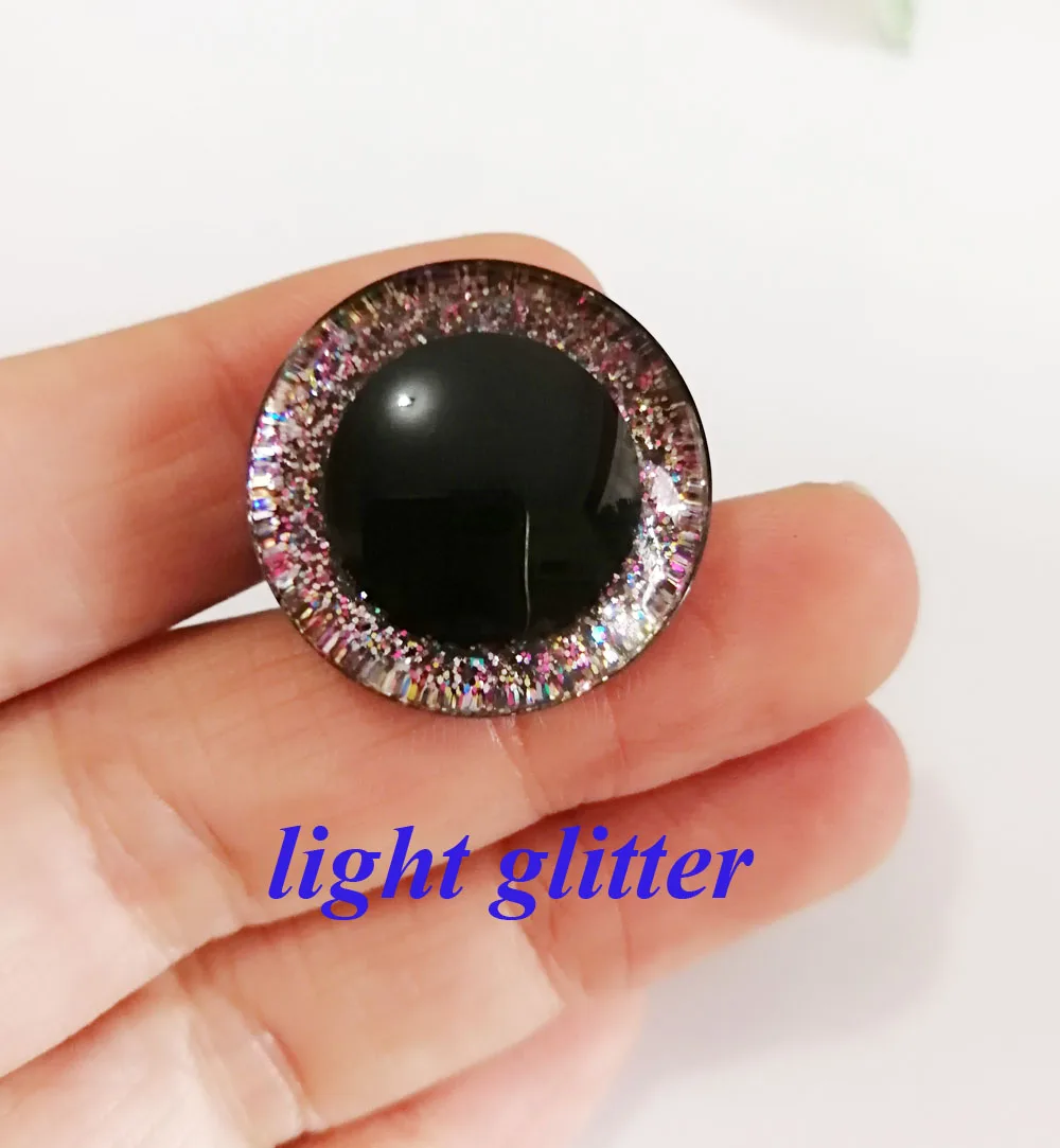 12pcs/lot--new 12mm 14mm 16mm 18mm 20mm 24mm 30mm 35 clear 3D safety toy eyes +glitter Nonwovens+ washer--size & color option-N6 7