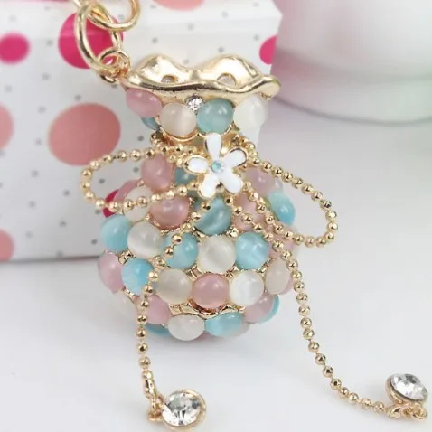 

Luxurious Colorful Opal Money Purse Metal Keychain Bag Key Ring Valentines Gifts Wholesale Promotion