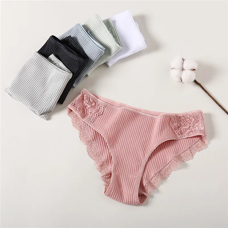 

Slim Women's Panties Comfort Underwear Skin-friendly Briefs For Women Sexy Low-Rise Panty Intimates Pink Antibacterial Cotton