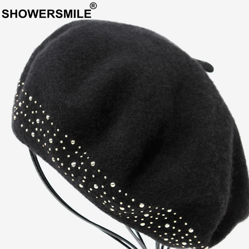 Берет SHOWERSMILE женский шерстяной художественный берет с заклепками Модный мягкий