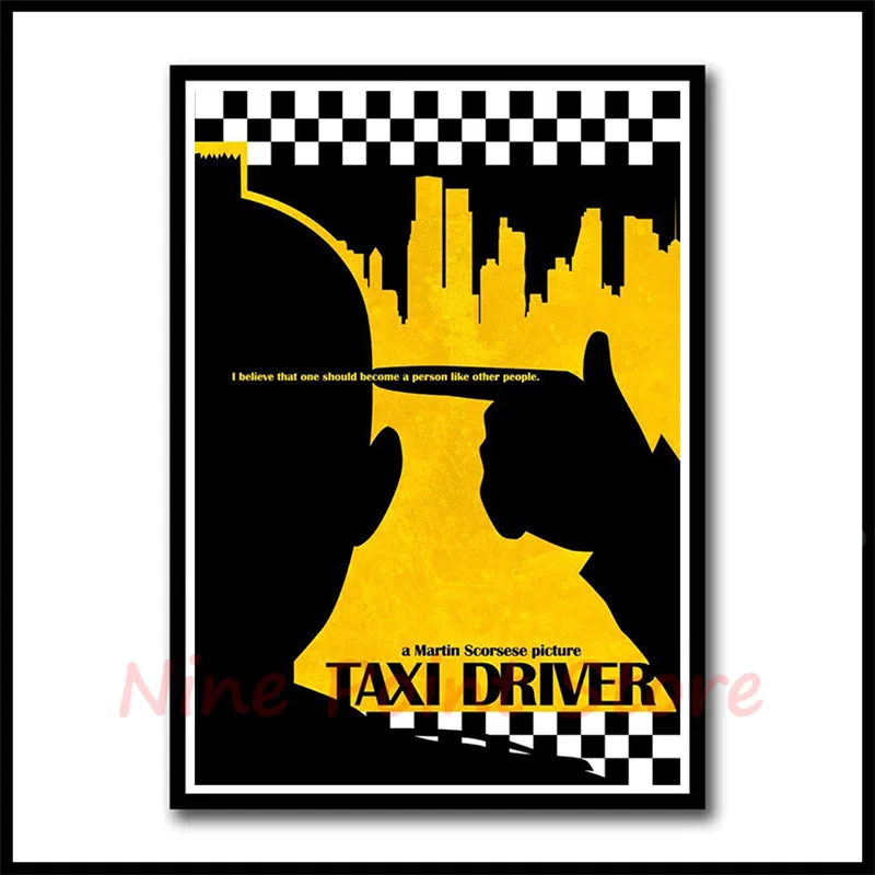 Классический фильм такси водитель Робер де Ниро декоративная живопись белый плакат из крафт-бумаги стикер на стену без рамки