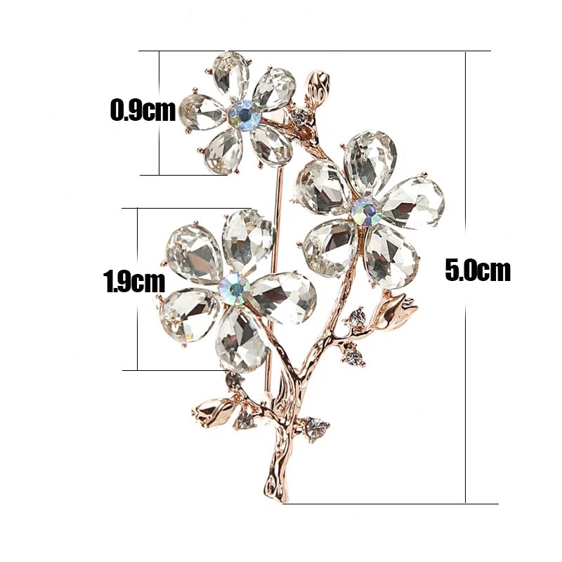 TDQUEEN Brooches Trendy Crystal Pins and Brooches Safety Pin Jewelry Gold-color Zinc Alloy Metal Brooch for Women size