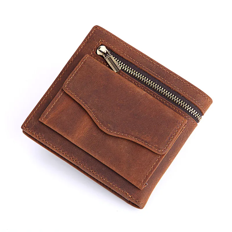 

Nesitu Vintage Real Skin Crazy Horse Geuine Leather Men Wallets Man Purse Card Holder With Coin Pocket Front ID Window #M2183