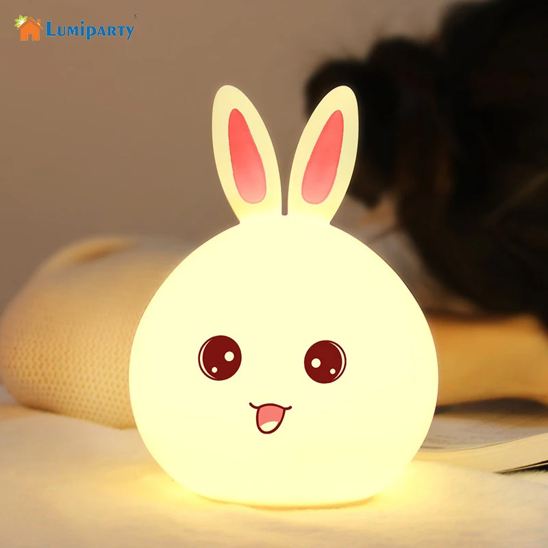 LumiParty 7 цветов Изменение Pat сенсор ночник 3 режима кролик ночник прикроватная подсветка для детской комнаты USB Перезаряжаемый