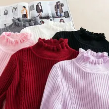 2019 new Fashion half Korean women knitted cashmere sweater slim petal collar shirt Elastic Bottoming Turtleneck Twist Pullover