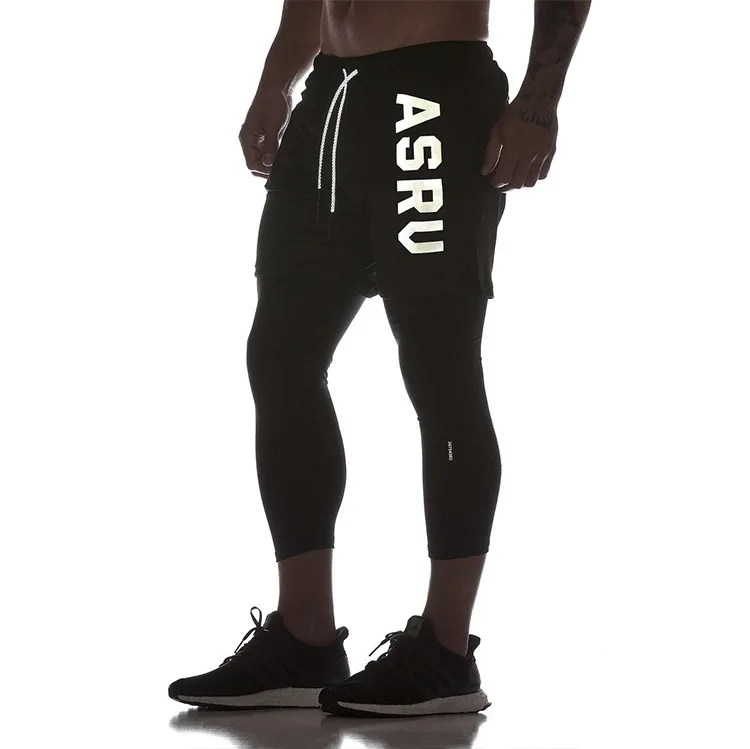 

2019 Quick Dry Men Sports 7" Running Pants Active Training Exercise Jogging 2 IN 1 Pants With Longer Liner 3 Colors
