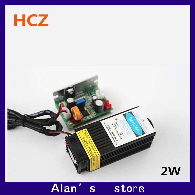 

2w laser High-power 450nm blue laser head module, co2 laser engraver red 2000mw laser head cnc ttl