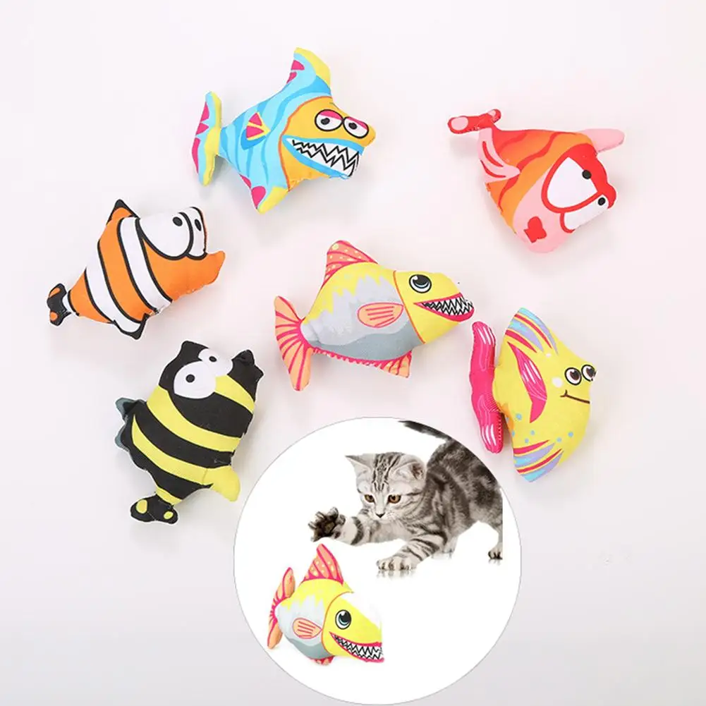 

Cute Cartoon Stuffed Fish Catnip Cat Toy Kitten Playing Interactive Pet Teaser